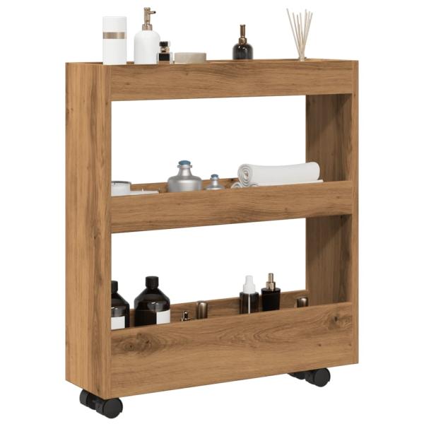 ARDEBO.de - Aufbewahrungswagen Schmal 3 Etagen Artisan-Eiche Holzwerkstoff