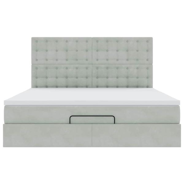 Ottoman-Bett mit Matratzen Hellgrau 160x200 cm Samt