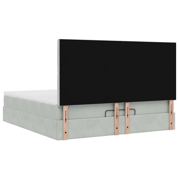 Ottoman-Bett mit Matratzen Hellgrau 160x200 cm Samt