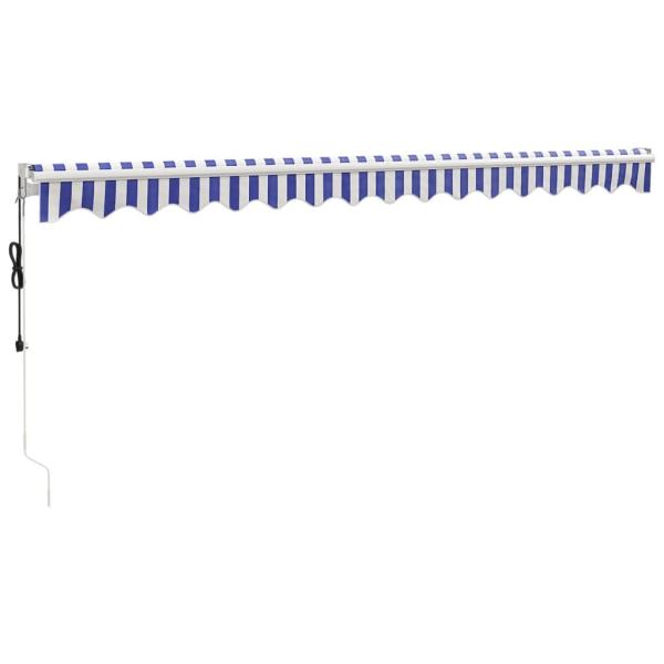 Elektrische Markise mit Kurbel Blau und Weiß 4x3 m