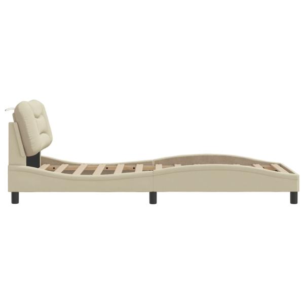 Bettgestell mit LED ohne Matratze Creme 90x190 cm Stoff