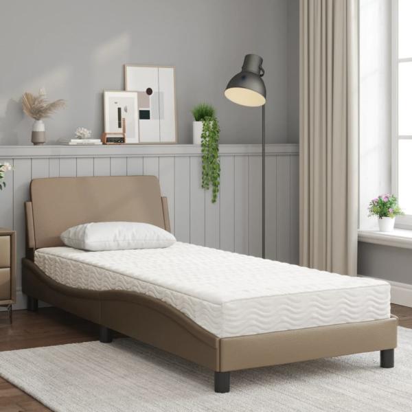 Bett mit Matratze Cappuccino-Braun 90x190 cm Kunstleder