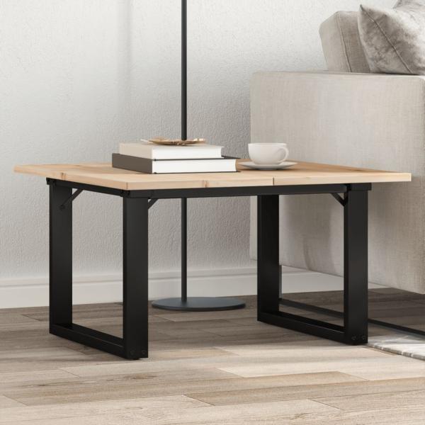 ARDEBO.de - Couchtisch O-Gestell 60x60x40cm Massivholz Kiefer und Gusseisen