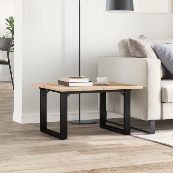Couchtisch O-Gestell 60x60x40cm Massivholz Kiefer und Gusseisen