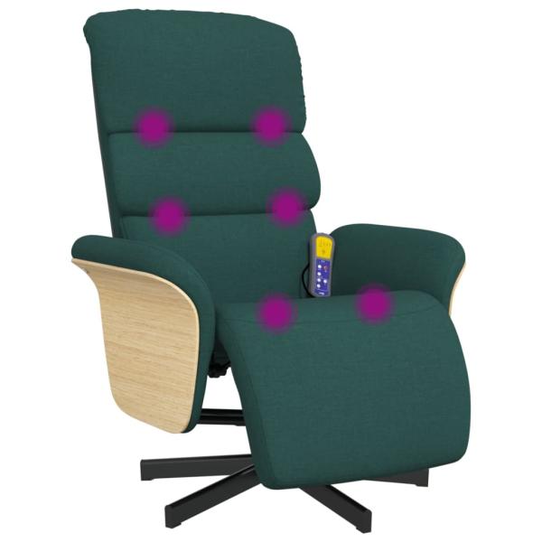 Massagesessel mit Fußteil Dunkelgrün Stoff
