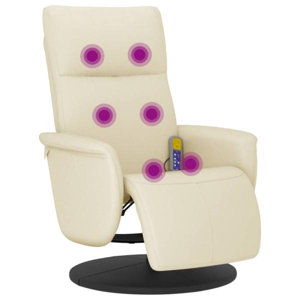 Massagesessel mit Fußteil Creme Kunstleder