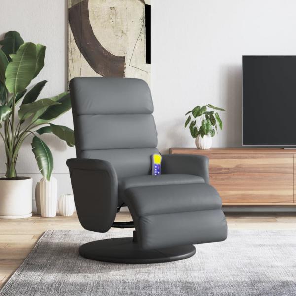 ARDEBO.de - Massagesessel mit Fußteil Grau Kunstleder