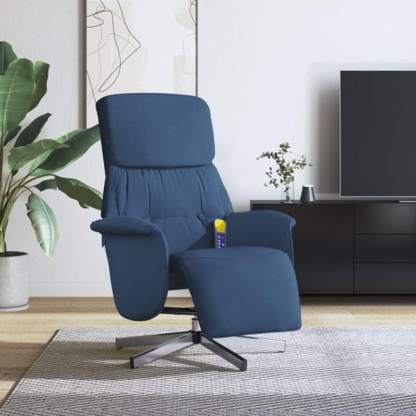ARDEBO.de - Massagesessel mit Fußteil Blau Stoff