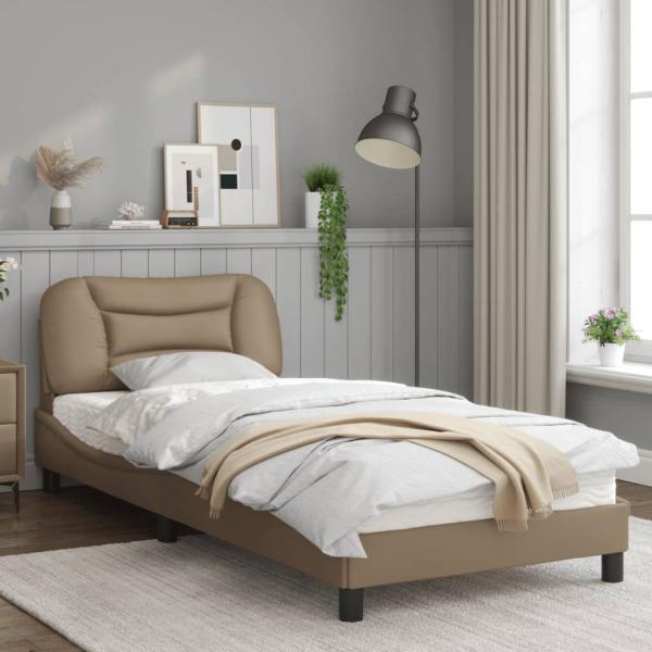 Bettgestell mit LED Cappuccino-Braun 90x190 cm Kunstleder