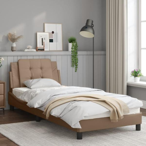 Bettgestell mit Kopfteil Cappuccino-Braun 90x190 cm Kunstleder
