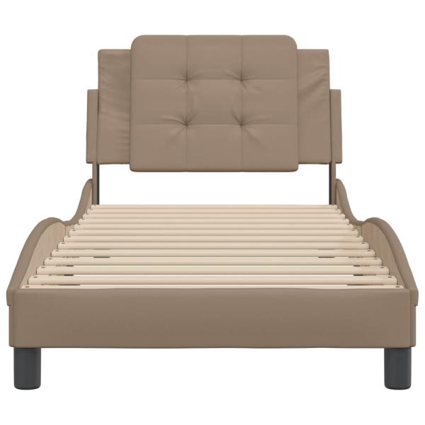 Bettgestell mit Kopfteil Cappuccino-Braun 90x190 cm Kunstleder