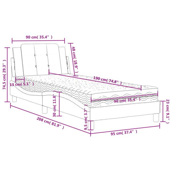 Bett mit Matratze Cappuccino-Braun 90x190 cm Kunstleder