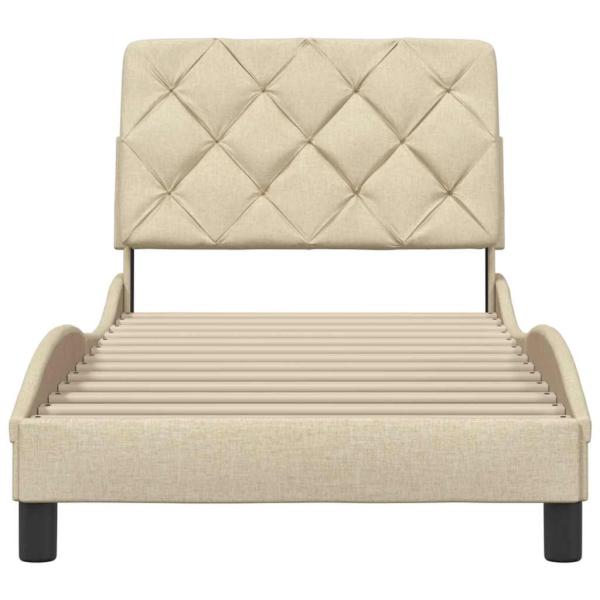 Bettgestell ohne Matratze Creme 90x190 cm Stoff