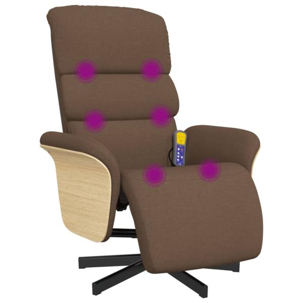 Massagesessel mit Fußteil Braun Stoff