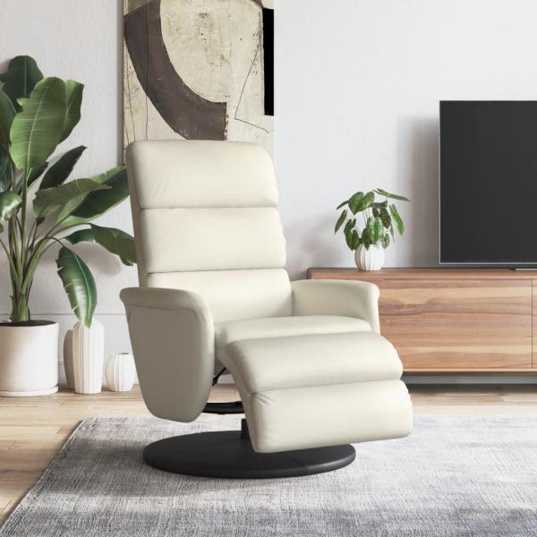 ARDEBO.de - Relaxsessel mit Fußteil Creme Kunstleder