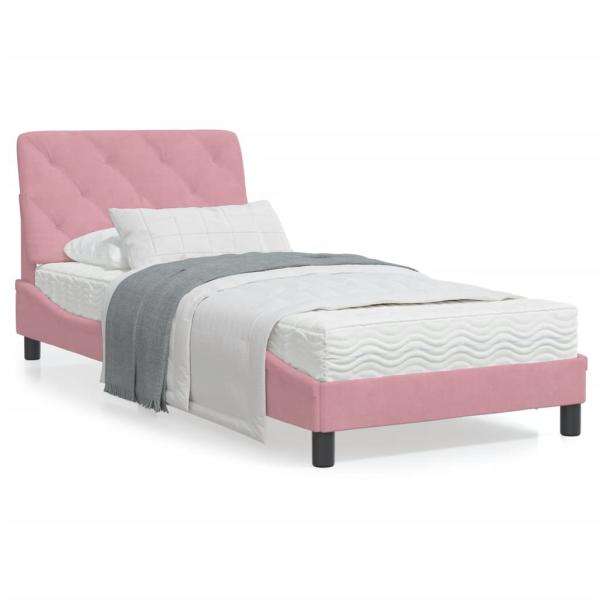 ARDEBO.de - Bettgestell mit LED-Leuchten Rosa 80x200 cm Samt