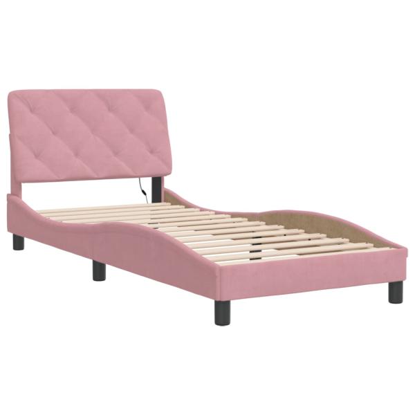 Bettgestell mit LED-Leuchten Rosa 80x200 cm Samt