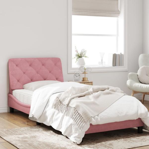 Bettgestell mit LED-Leuchten Rosa 80x200 cm Samt