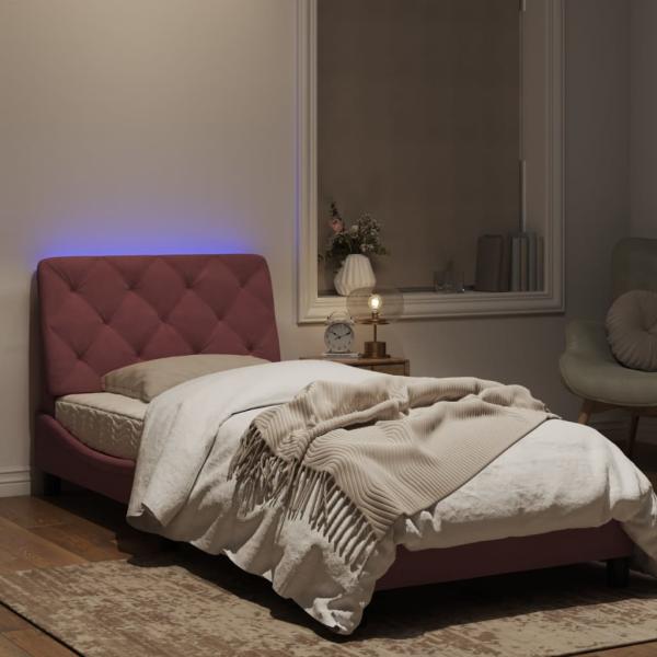 Bettgestell mit LED-Leuchten Rosa 80x200 cm Samt