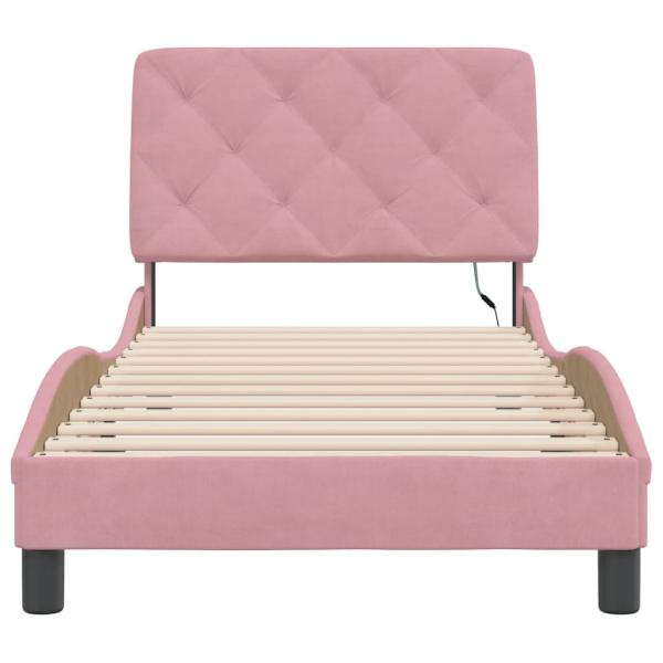 Bettgestell mit LED-Leuchten Rosa 80x200 cm Samt