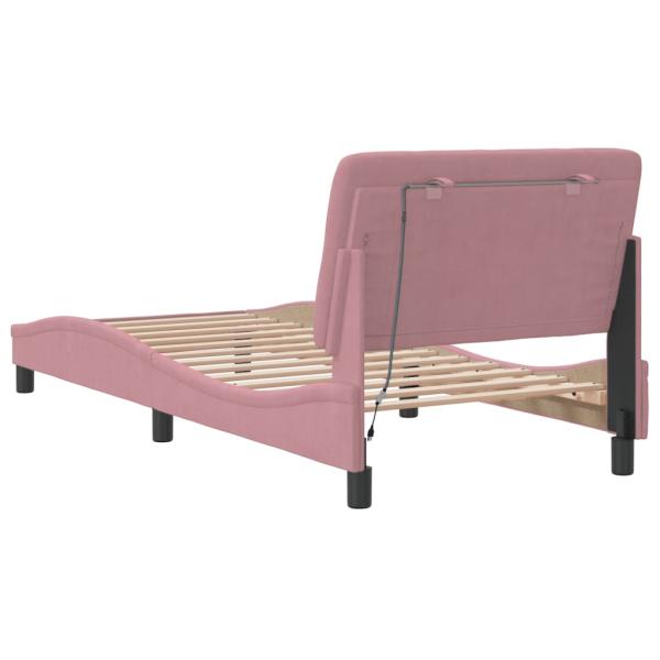 Bettgestell mit LED-Leuchten Rosa 80x200 cm Samt