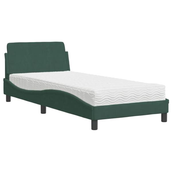 Bett mit Matratze Dunkelgrün 80x200 cm Samt