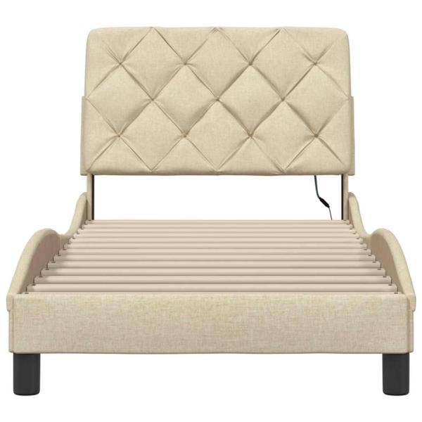 Bettgestell mit LED ohne Matratze Creme 90x190 cm Stoff