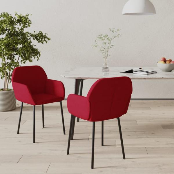 ARDEBO.de - Esszimmerstühle 2 Stk. Weinrot Samt