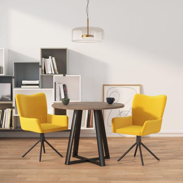 ARDEBO.de - Esszimmerstühle 2 Stk. Drehbar Gelb Samt