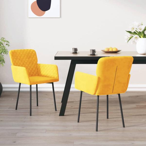 ARDEBO.de - Esszimmerstühle 2 Stk. Gelb Samt