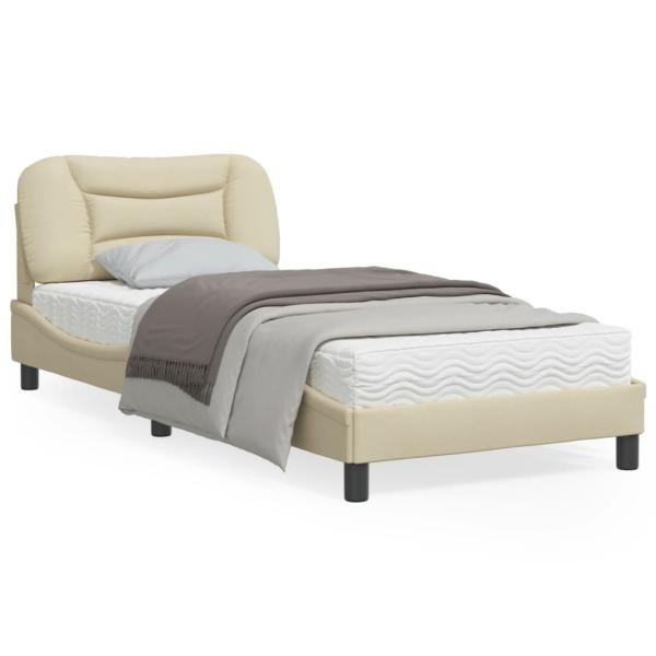 ARDEBO.de - Bettgestell ohne Matratze Creme 90x190 cm Stoff