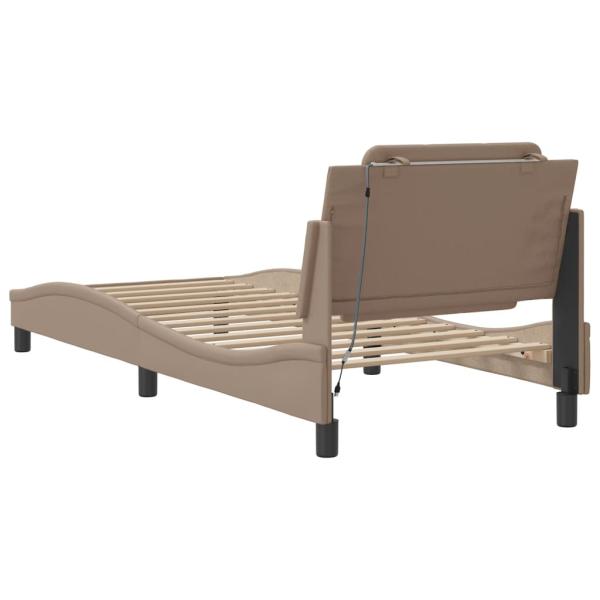 Bettgestell mit LED Cappuccino-Braun 90x190 cm Kunstleder