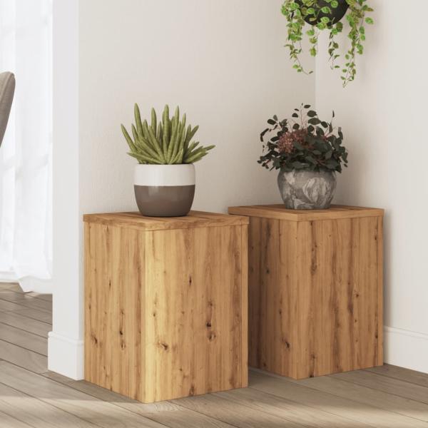 ARDEBO.de - Pflanzenständer 2 Stk. Artisan-Eiche 25x25x35 cm Holzwerkstoff