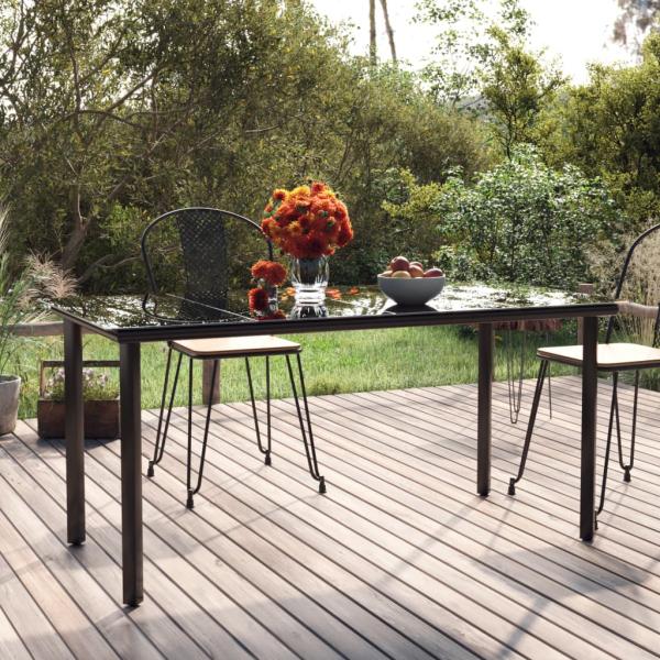 ARDEBO.de - Garten-Esstisch Schwarz 160x80x74 cm Stahl und Hartglas