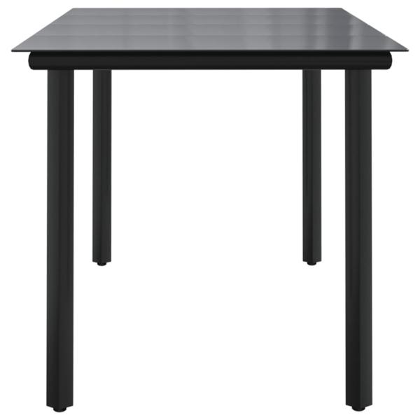 Garten-Esstisch Schwarz 160x80x74 cm Stahl und Hartglas