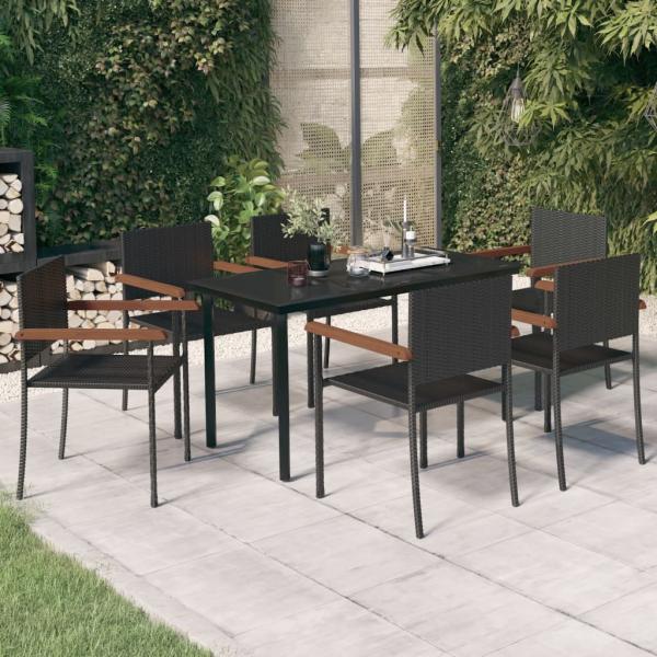 ARDEBO.de - 7-tlg. Garten-Essgruppe Schwarz