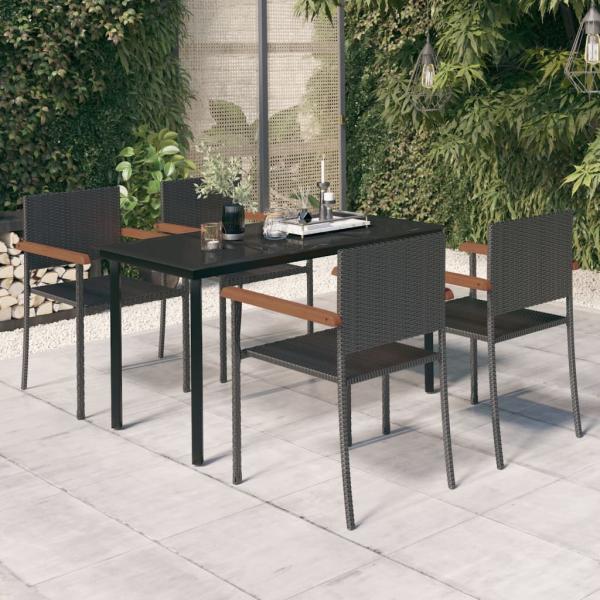 ARDEBO.de - 5-tlg. Garten-Essgruppe Schwarz