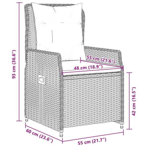ARDEBO.de - 5-tlg. Garten-Essgruppe mit Kissen Grau Poly Rattan