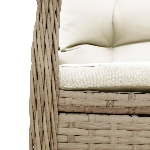 3-tlg. Garten-Essgruppe mit Kissen Beige Poly Rattan