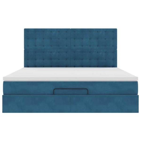 Ottoman-Bett mit Matratzen & LEDs Dunkelblau 160x200 cm Samt