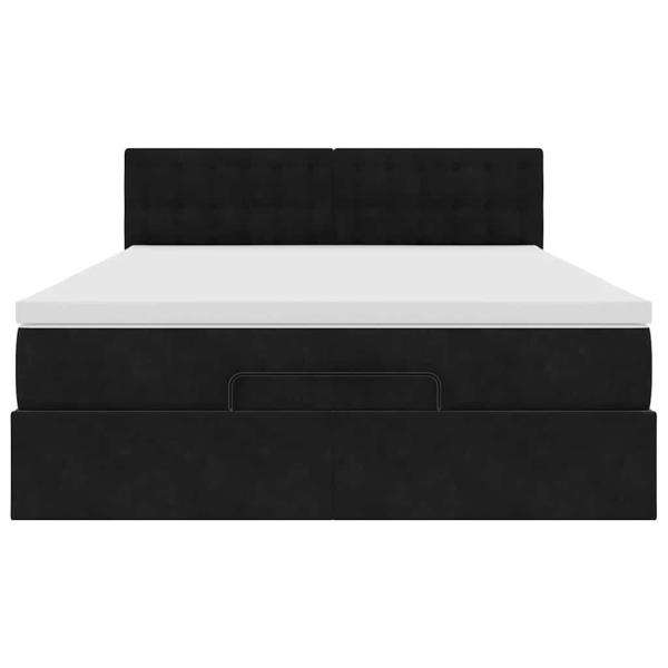 Ottoman-Bett mit Matratze Schwarz 140x200 cm Samt