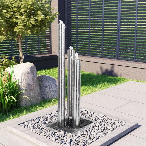 ARDEBO.de - Gartenbrunnen Silbern 48x34x123 cm Edelstahl