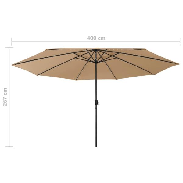 Sonnenschirm mit LED-Beleuchtung 400 cm Taupe
