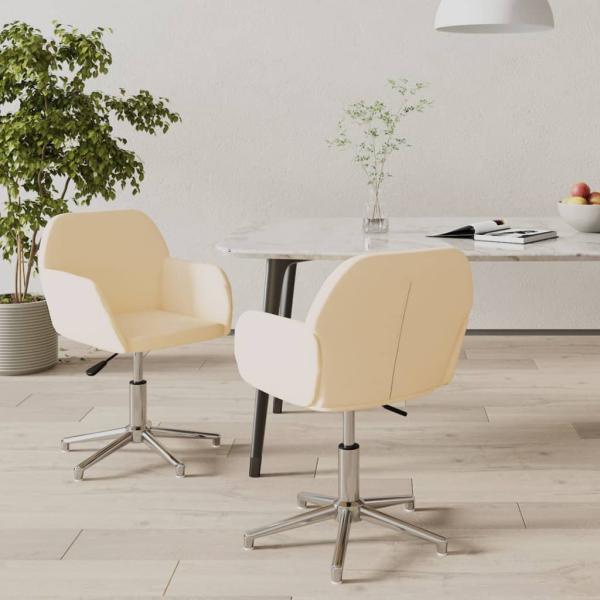 ARDEBO.de - Esszimmerstühle 2 Stk. Drehbar Creme Stoff
