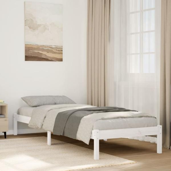 ARDEBO.de - Massivholzbett Extra Lang ohne Matratze Weiß 100x220 Kieferholz