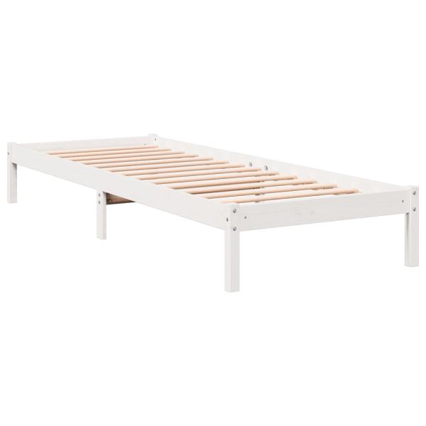 Massivholzbett Extra Lang ohne Matratze Weiß 100x220 Kieferholz