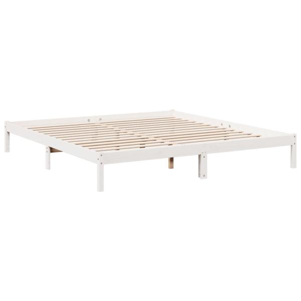Massivholzbett Extra Lang ohne Matratze Weiß 200x220 Kieferholz