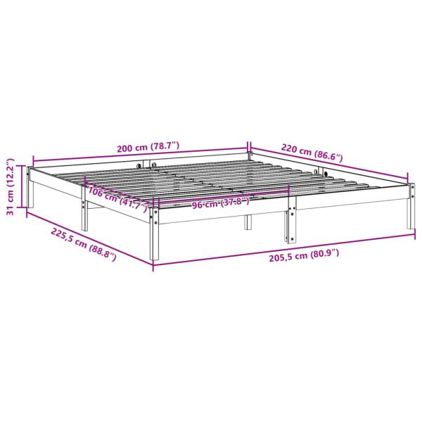 Massivholzbett Extra Lang ohne Matratze Weiß 200x220 Kieferholz
