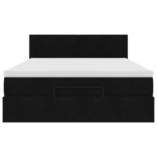 Ottoman-Bett mit Matratze Schwarz 140x200 cm Samt