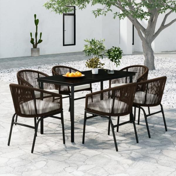 ARDEBO.de - 7-tlg. Garten-Essgruppe Braun